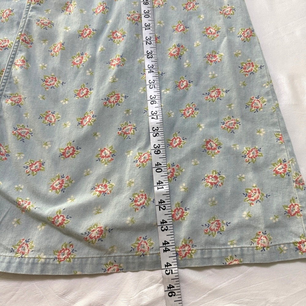 VTG Floral Denim Wrap Midi Dress SP 90s‎ Cottagecore Prairie Boho Ditsy Country - Picture 7 of 10